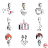 925 Silver Paper Crane Charm Bead for Bracelet DIY Jewelry Gift
