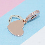 925 Silver Pink Daisy Love Spacer Clip Bead Charms Rose for Bracelets