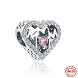 925 Silver Heart Bear Charm Train Bead For Ladies Bracelet