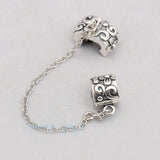 925 Sterling Silver Vintage Flower Safety Chain for Charms Bracelet