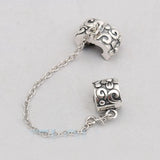 925 Sterling Silver Vintage Flower Safety Chain for Charms Bracelet