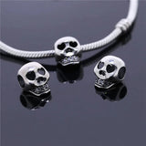 925 Silver Skull Charm Clear CZ Bead for Bracelets & Necklaces