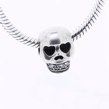 925 Silver Skull Charm Clear CZ Bead for Bracelets & Necklaces