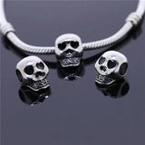 925 Silver Skull Charm Clear CZ Bead for Bracelets & Necklaces
