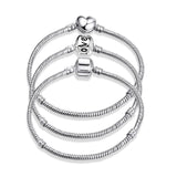 Charm Bracelet Rose Silver Alloy Snake Chain for Women Bead DIY Jewelry