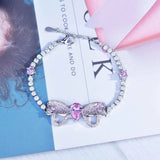 Glitter Pink Diamond Tennis Bracelet for Women