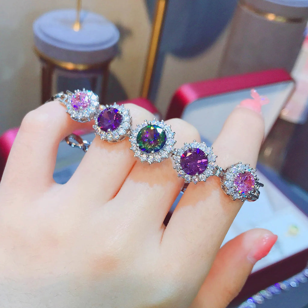 Colored Diamond Bracelet Women's High Carbon Sparkling Bracelet