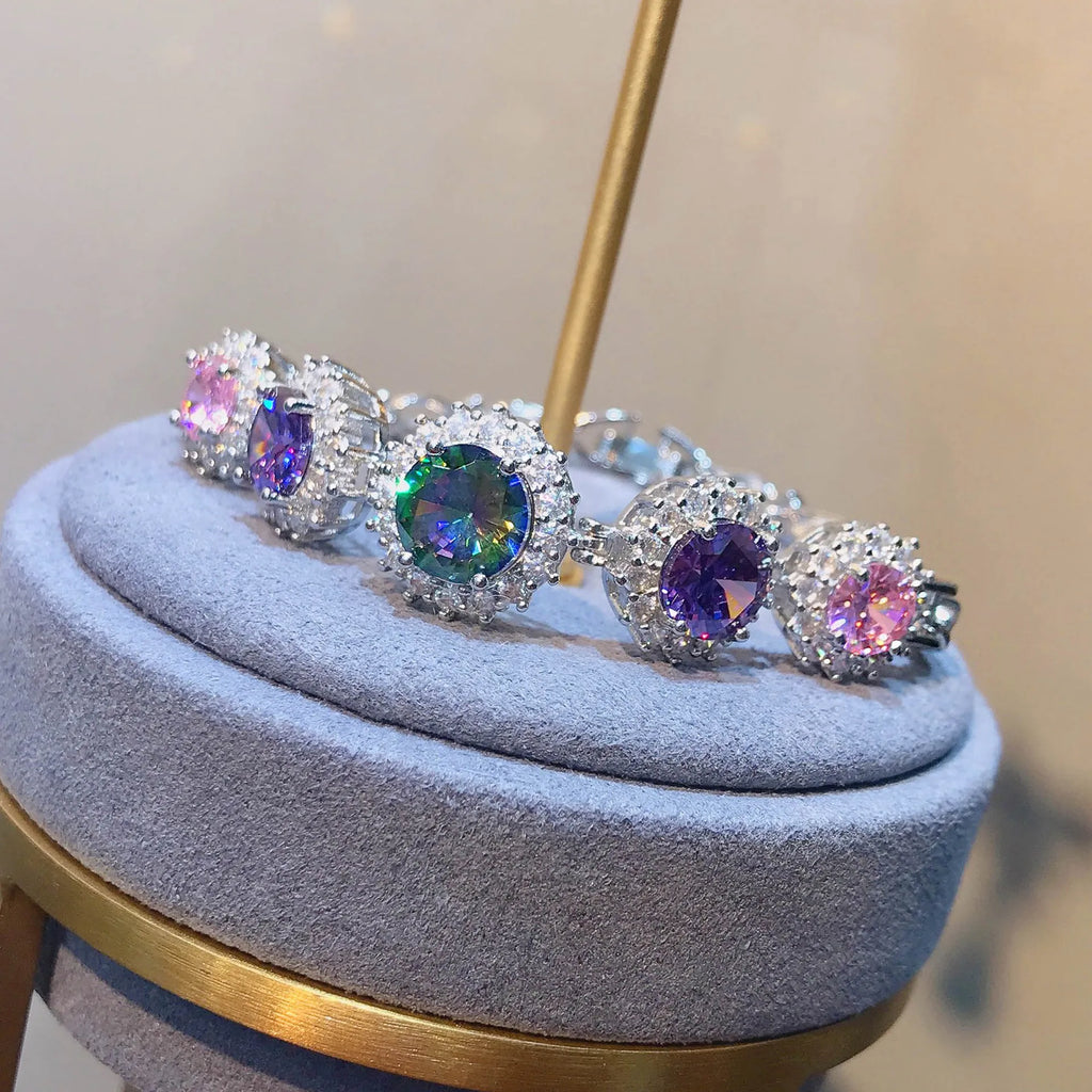 Colored Diamond Bracelet Women's High Carbon Sparkling Bracelet