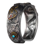 Dragon Silver Bracelet Vintage Hand-carved Domineering Personality Amulet