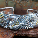 Dragon Silver Bracelet Vintage Hand-carved Domineering Personality Amulet