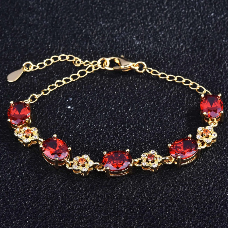 Garnet Bracelet Women's High Carbon Diamond Jewelry