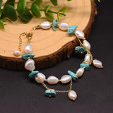 Turquoise Pearl Multilayer Charm Bracelet Women's Jewelry