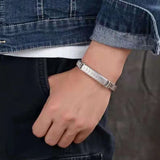 Hanfeng Back Character Passepartout Bracelet Silver