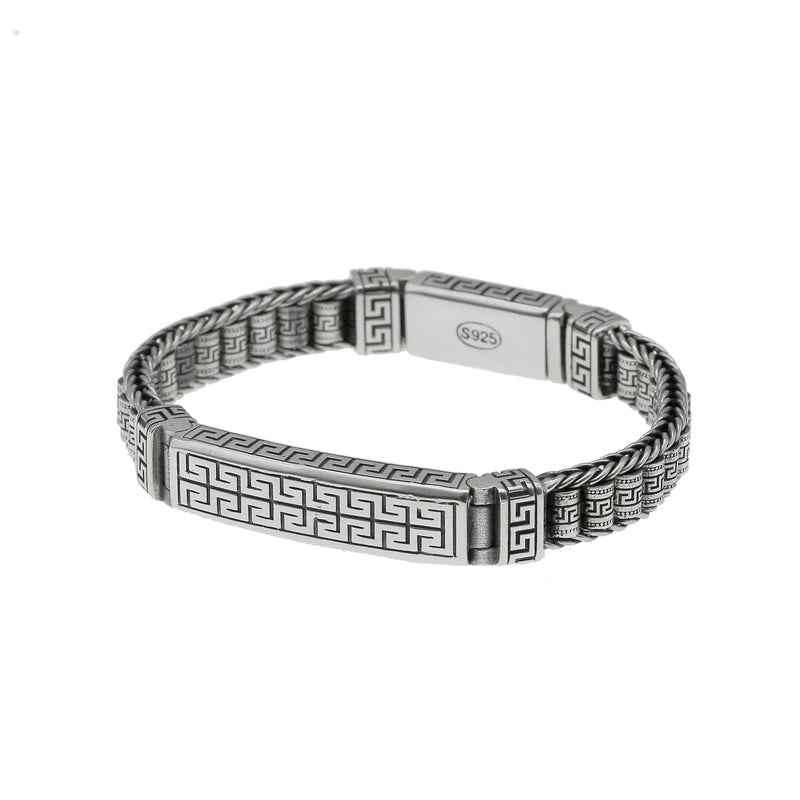 Hanfeng Back Character Pattern Bracelet Silver Retro Style