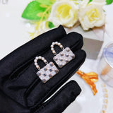 Pearl Bag Earrings Flash Diamond Stud Jewelry Gift