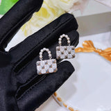 Pearl Bag Earrings Flash Diamond Stud Jewelry Gift