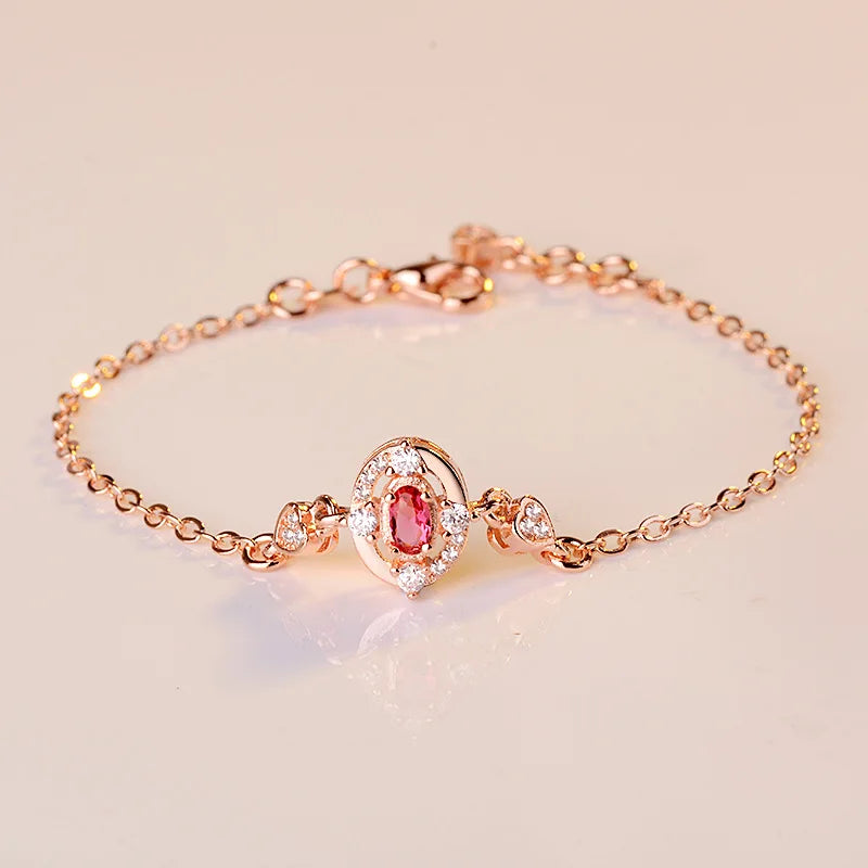 Red Gem Bracelet Women's Diamond Jewelry Party