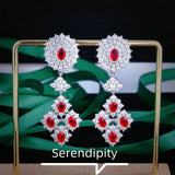 Red Gemstone Stud Earrings with High Carbon Diamonds