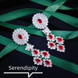 Red Gemstone Stud Earrings with High Carbon Diamonds