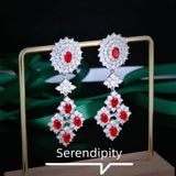 Red Gemstone Stud Earrings with High Carbon Diamonds