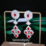 Red Gemstone Stud Earrings with High Carbon Diamonds