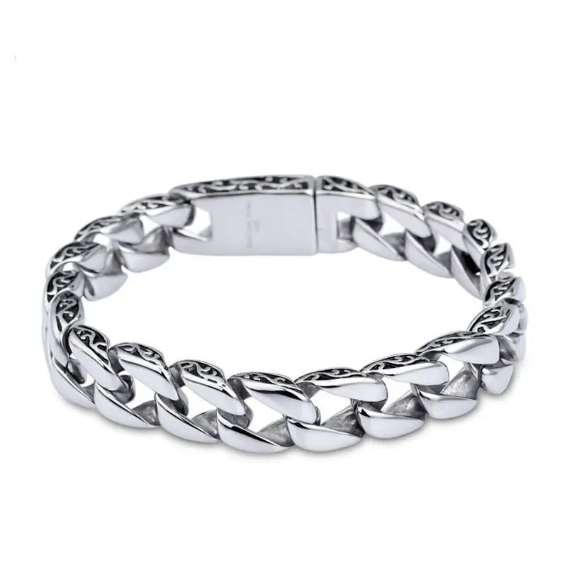 Silver Men Charm Bracelets Retro High Male Biker Jewelry