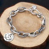 Silver Smiley Thick Strips Bracelets Vintage Jewelry