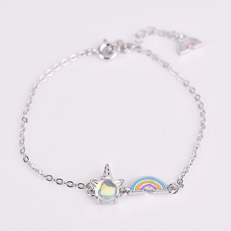 Unicorn Rainbow Bracelet Glitter Moonstone Jewelry