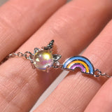 Unicorn Rainbow Bracelet Glitter Moonstone Jewelry