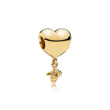Silver 925 Golden Bead Charms Bracelet for Women