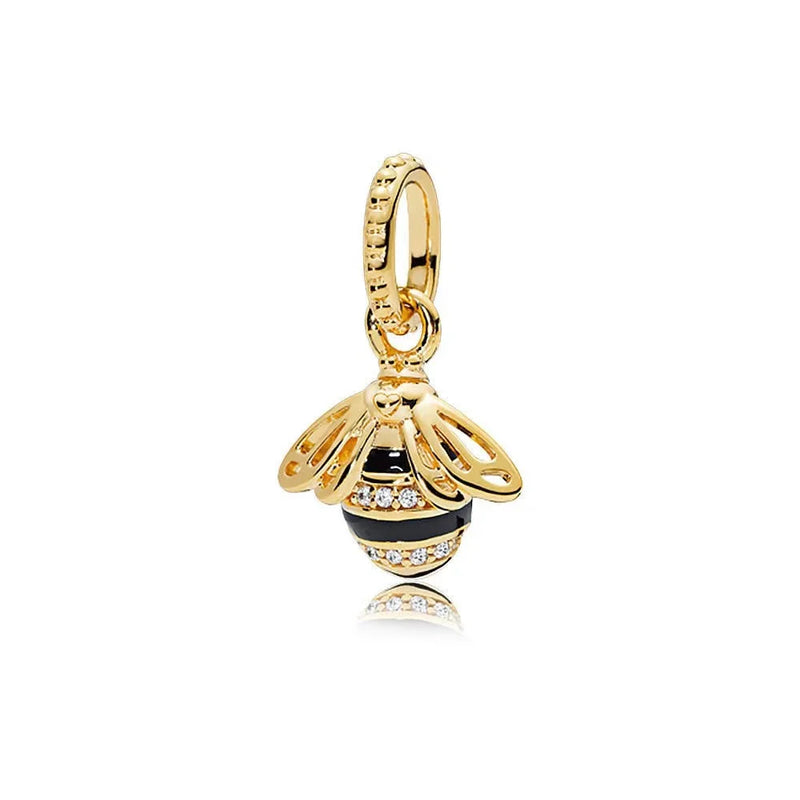 Silver 925 Golden Bead Charms Bracelet for Women
