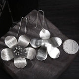 Ethnic Style Silver Flower Earrings Retro