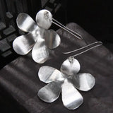 Silver Retro Flower Earrings Ethnic Style Exaggerated