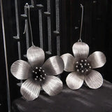 Silver Flower Earrings Retro Ethnic Style