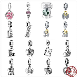 Silver 925 Bracelet with Family Book Beads Pendant Charms