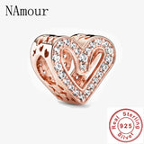 Kangaroo Heart Lock Bead Charms Bracelet 925 Silver