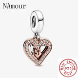 Kangaroo Heart Lock Bead Charms Bracelet 925 Silver