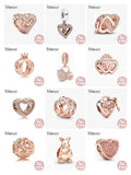Kangaroo Heart Lock Bead Charms Bracelet 925 Silver