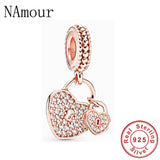 Kangaroo Heart Lock Bead Charms Bracelet 925 Silver
