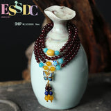 Natural Garnet Bracelet DIY Beads Gold-plated Women Jewelry