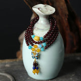 Natural Garnet Bracelet DIY Beads Gold-plated Women Jewelry