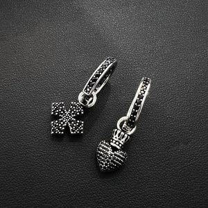 Retro Cross Stud Earrings Hip Hop Punk Crown Earrings Festive Party