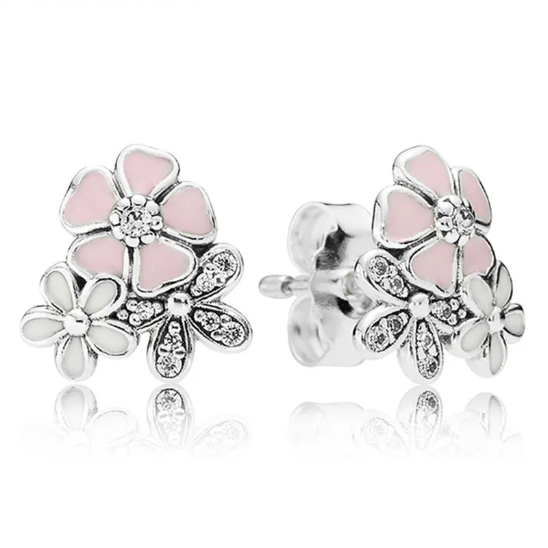 Abstract Elegance Double Hoop Crown Silver Earrings