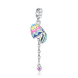 Silver Jigsaw Rainbow Charm Bead for Bracelet DIY Jewelry Gift