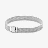 Silver Rose Bead Charm Mesh Snake Chain Bracelet DIY Jewelry
