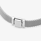 Silver Rose Bead Charm Mesh Snake Chain Bracelet DIY Jewelry