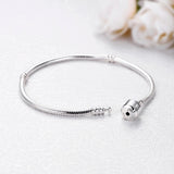 Silver Rose Snake Chain Bracelet Bangle DIY Jewelry