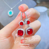 Yellow Diamond Earrings Female High Carbon Square Stud Jewelry Gift Party