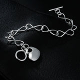 925 Sterling Silver Heart Pendant Bracelet for Women Party Wedding