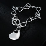 925 Sterling Silver Heart Pendant Bracelet for Women Party Wedding